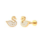 Diamond Swan Earring for Upper Lobe Piercing