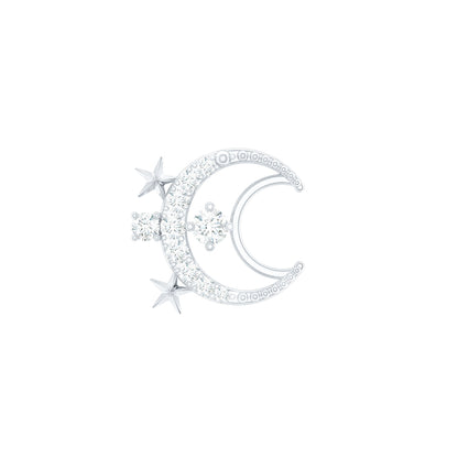Diamond Star and Moon Earring for Helix Piercing