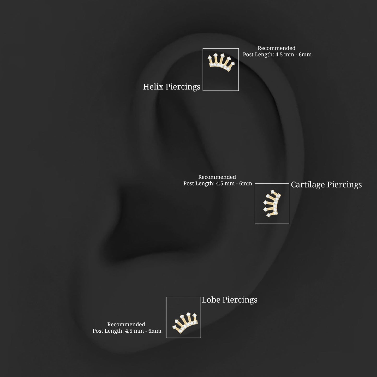 Certified Diamond Crown Earring for Helix Piercing