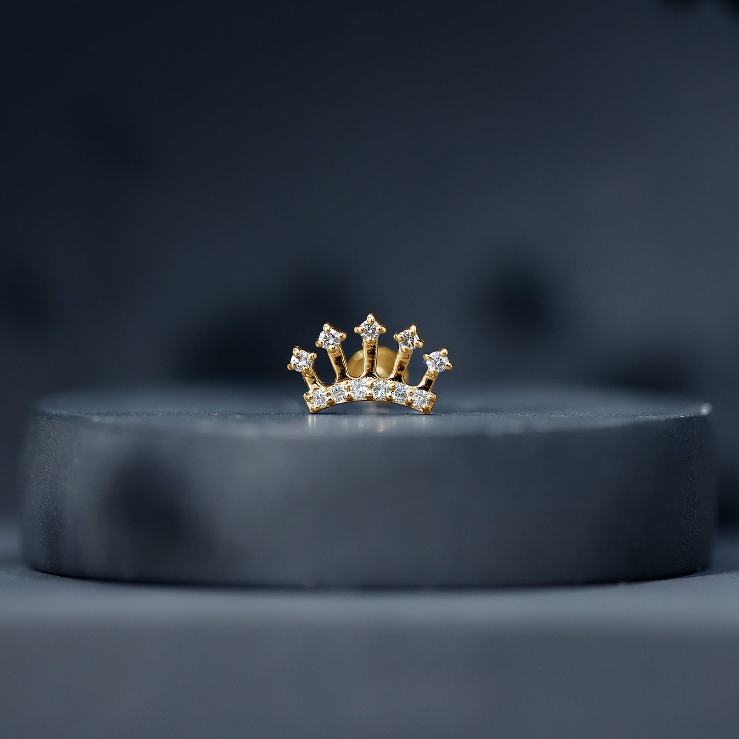 Certified Diamond Crown Earring for Helix Piercing