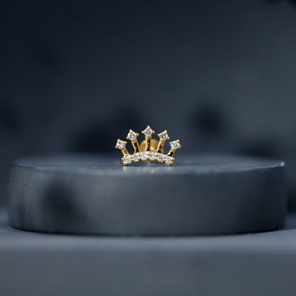 Certified Diamond Crown Earring for Helix Piercing