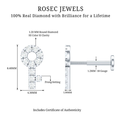 Diamond Key Shape Tragus Earring