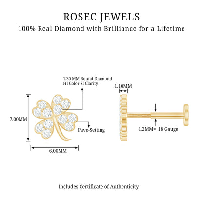 Diamond Four Leaf Clover Tragus Earring