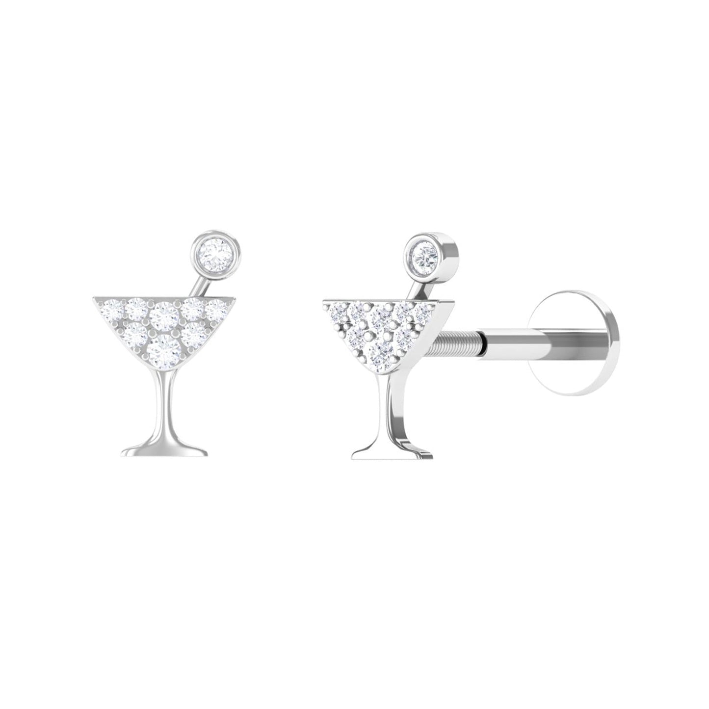Diamond Wine Glass Earring for Tragus Piercing