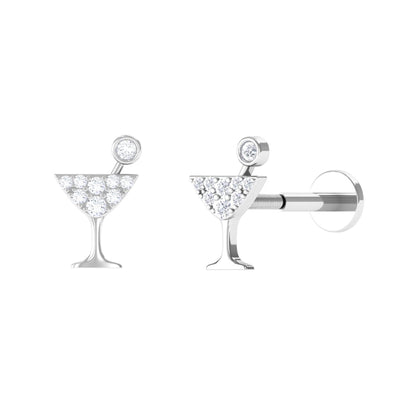 Diamond Wine Glass Earring for Tragus Piercing