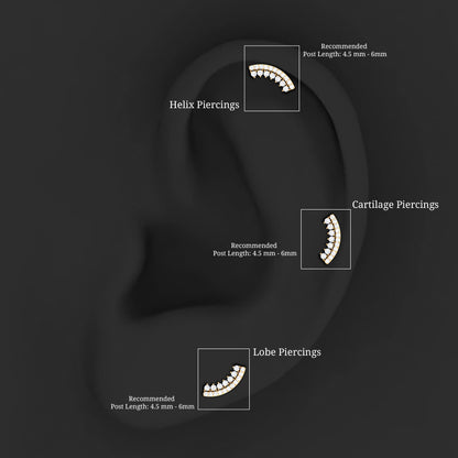 Certified Moissanite Curved Earring for Cartilage Piercing