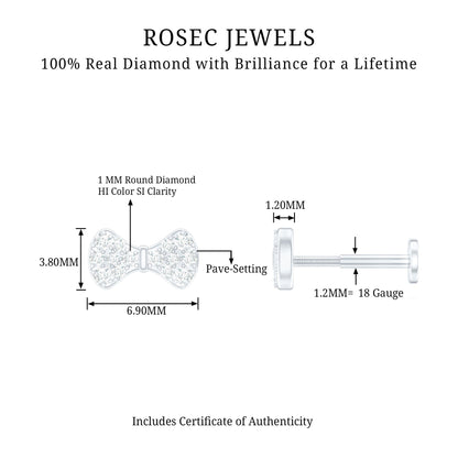 Cute Diamond Bow Earring for Tragus Piercing