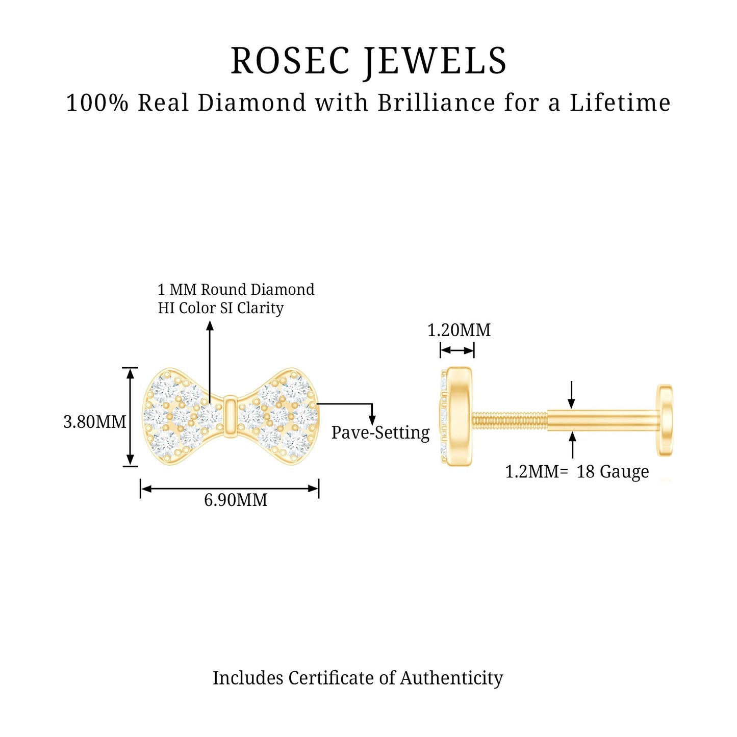 Cute Diamond Bow Earring for Tragus Piercing