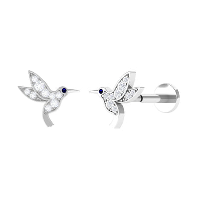 Diamond Hummingbird Earring for Helix Piercing