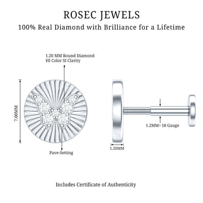 Diamond Butterfly Earring for Cartilage Piercing