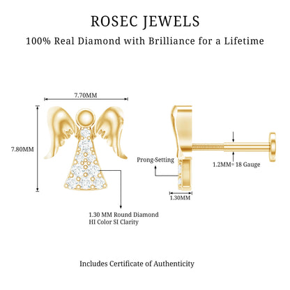 Minimal Diamond Angel Upper Lobe Earring