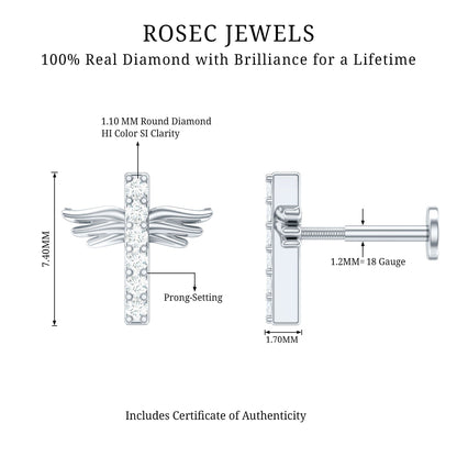 Diamond Cross Earring for Tragus Piercing