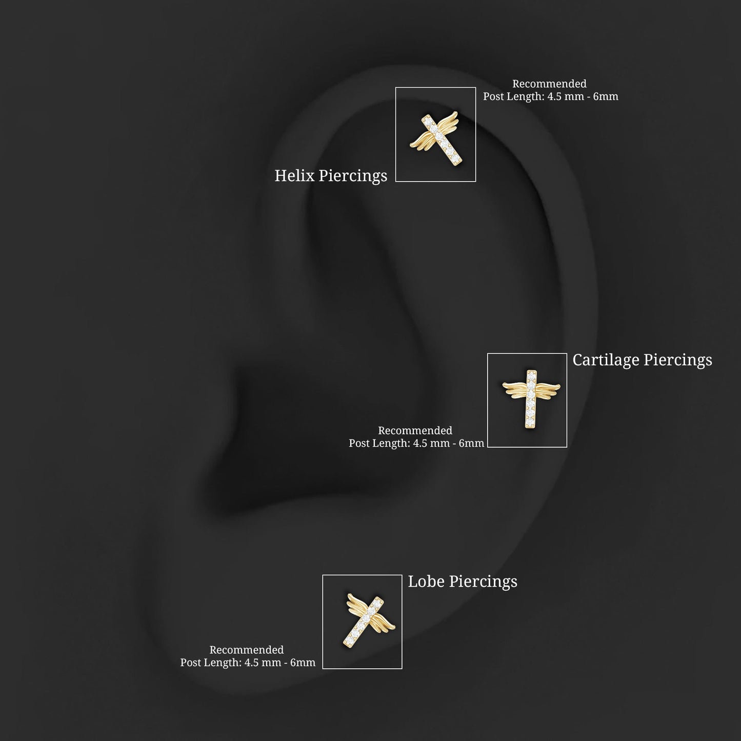 Diamond Cross Earring for Tragus Piercing