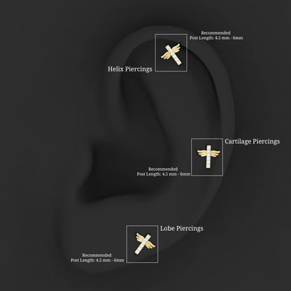 Diamond Cross Earring for Tragus Piercing