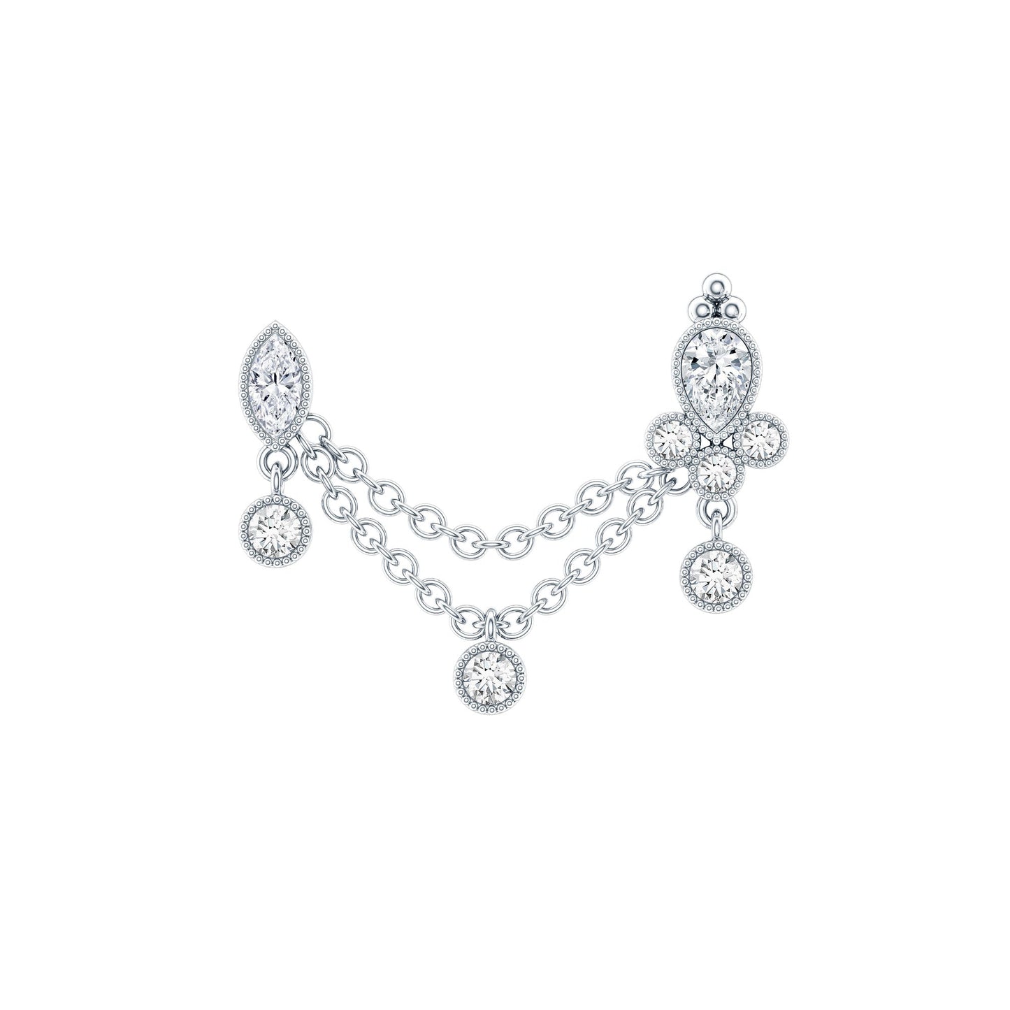 Vintage Style Diamond Double Piercing Earring