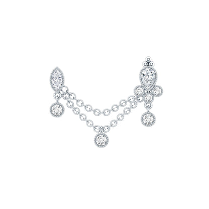 Vintage Style Diamond Double Piercing Earring
