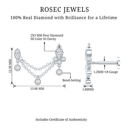Vintage Style Diamond Double Piercing Earring