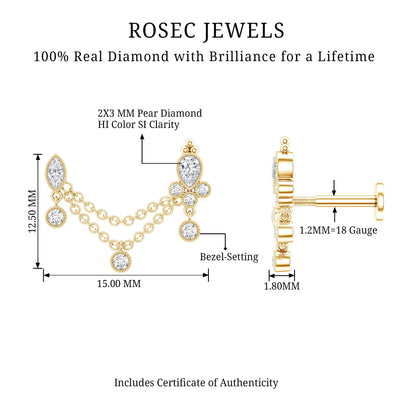 Vintage Style Diamond Double Piercing Earring