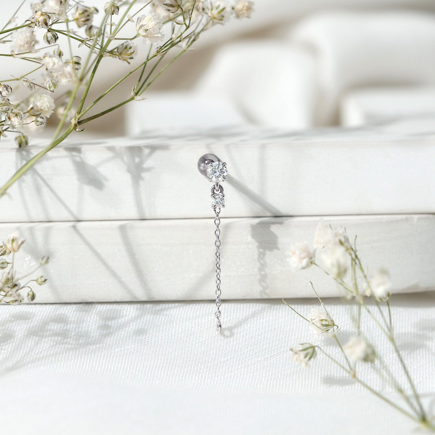 Certified Diamond Chain Drop Earring for Helix Piercing