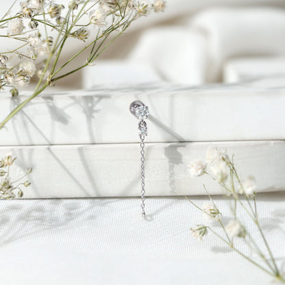 Certified Diamond Chain Drop Earring for Helix Piercing