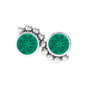 Bezel Set Emerald Two Stone Helix Earring with Beaded Detailing