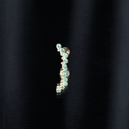 Natural Emerald Curved Climber Earring for Helix Piercing
