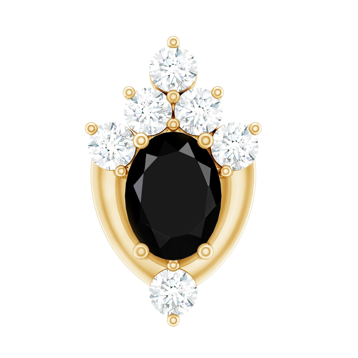 Certified Black Onyx Designer Helix Earring with Lab Grown Diamond