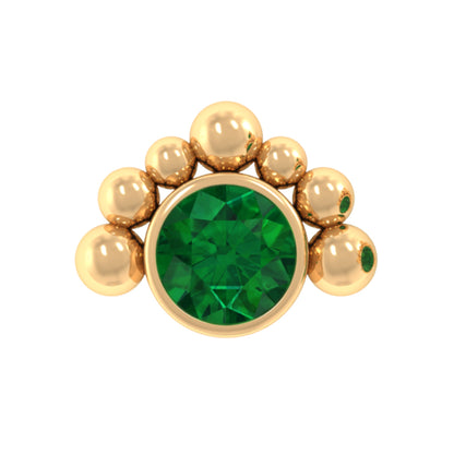 Dainty Round Emerald Tragus Earring with Beaded Detailing