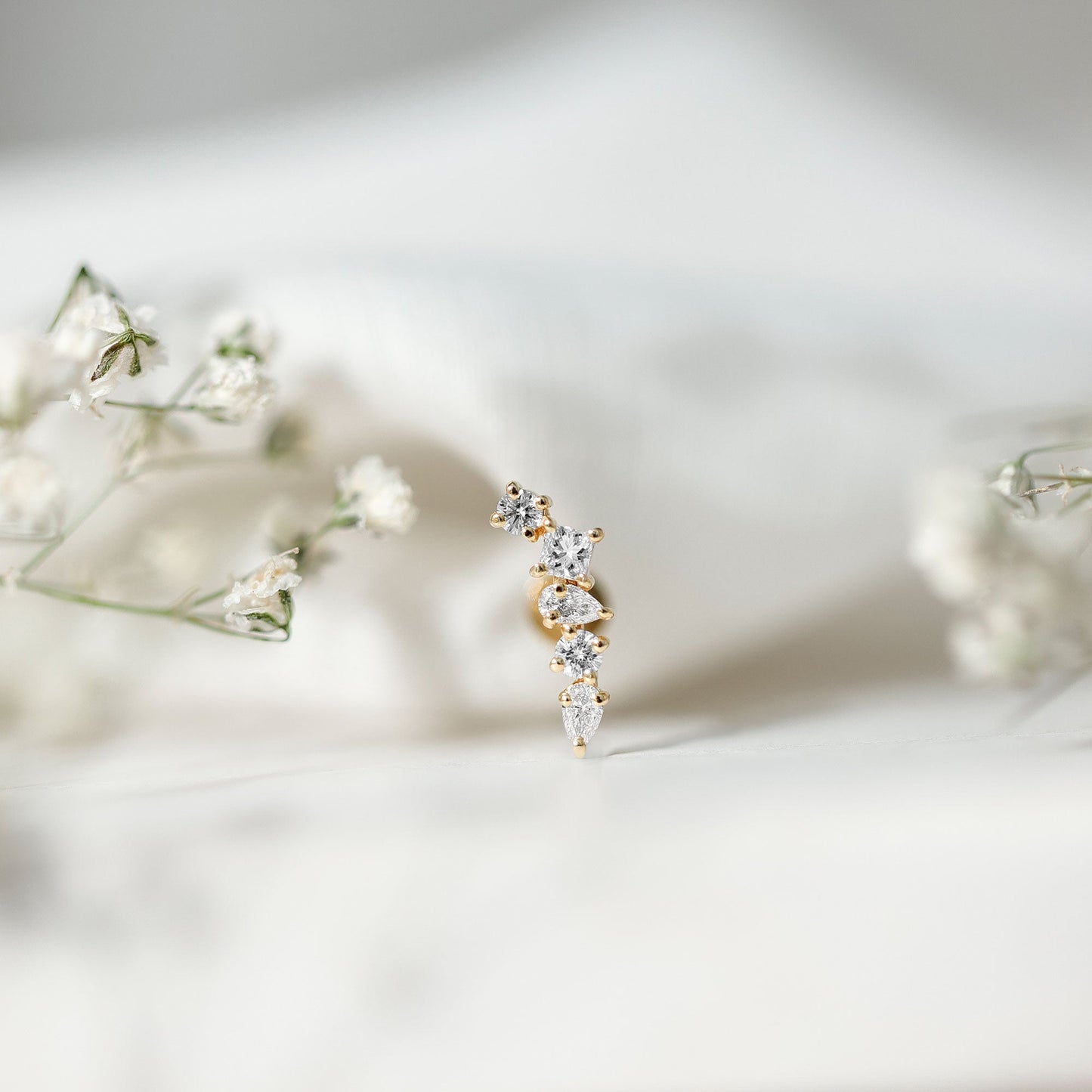 Certified Moissanite Crawler Earring in Prong Setting