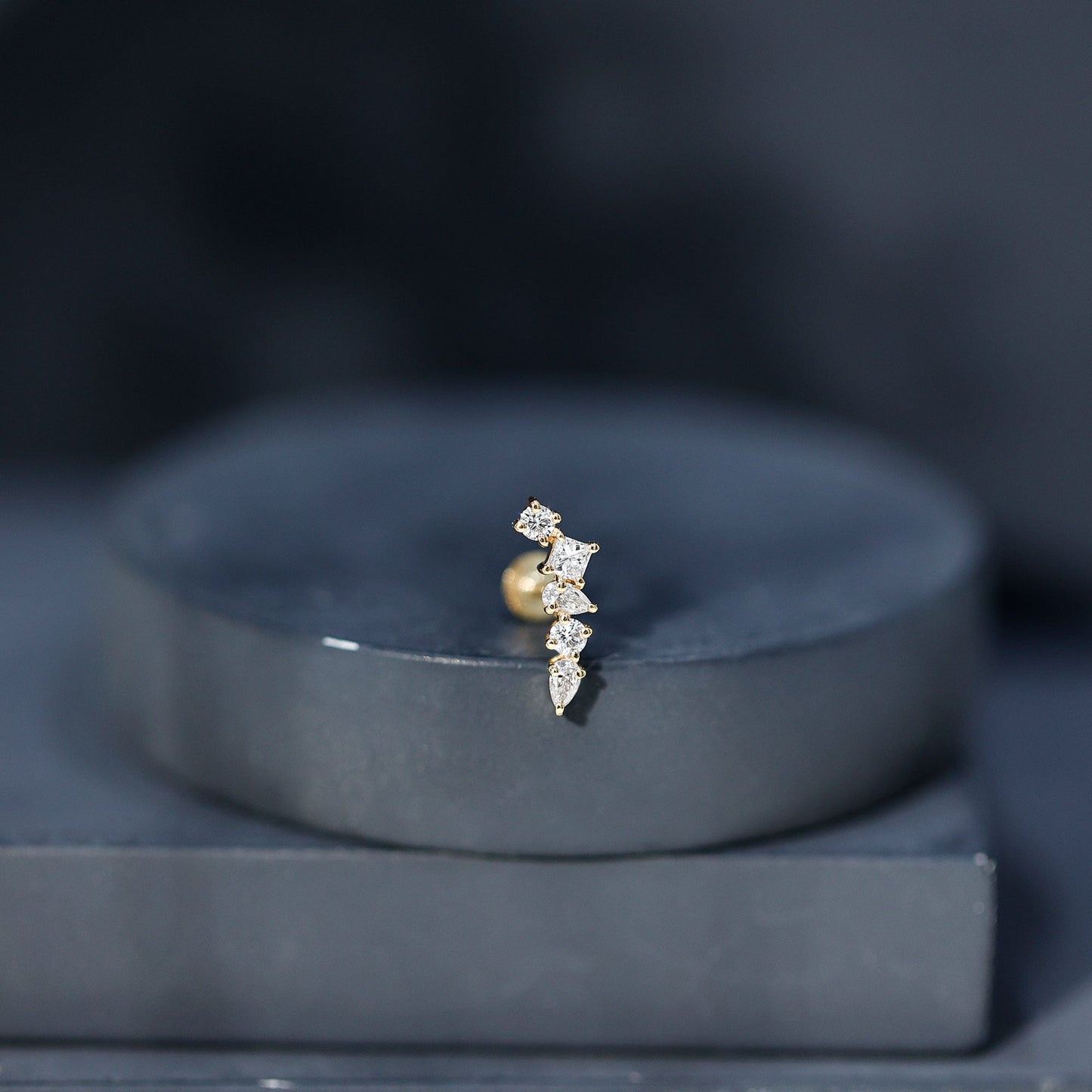Certified Moissanite Crawler Earring in Prong Setting