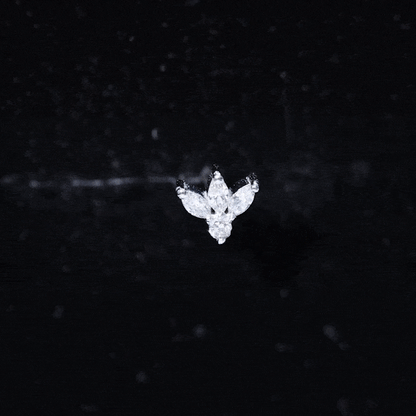 Marquise Shape Diamond Leaf Earring for Helix Piercing