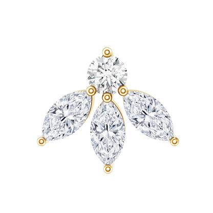 Marquise Shape Diamond Leaf Earring for Helix Piercing