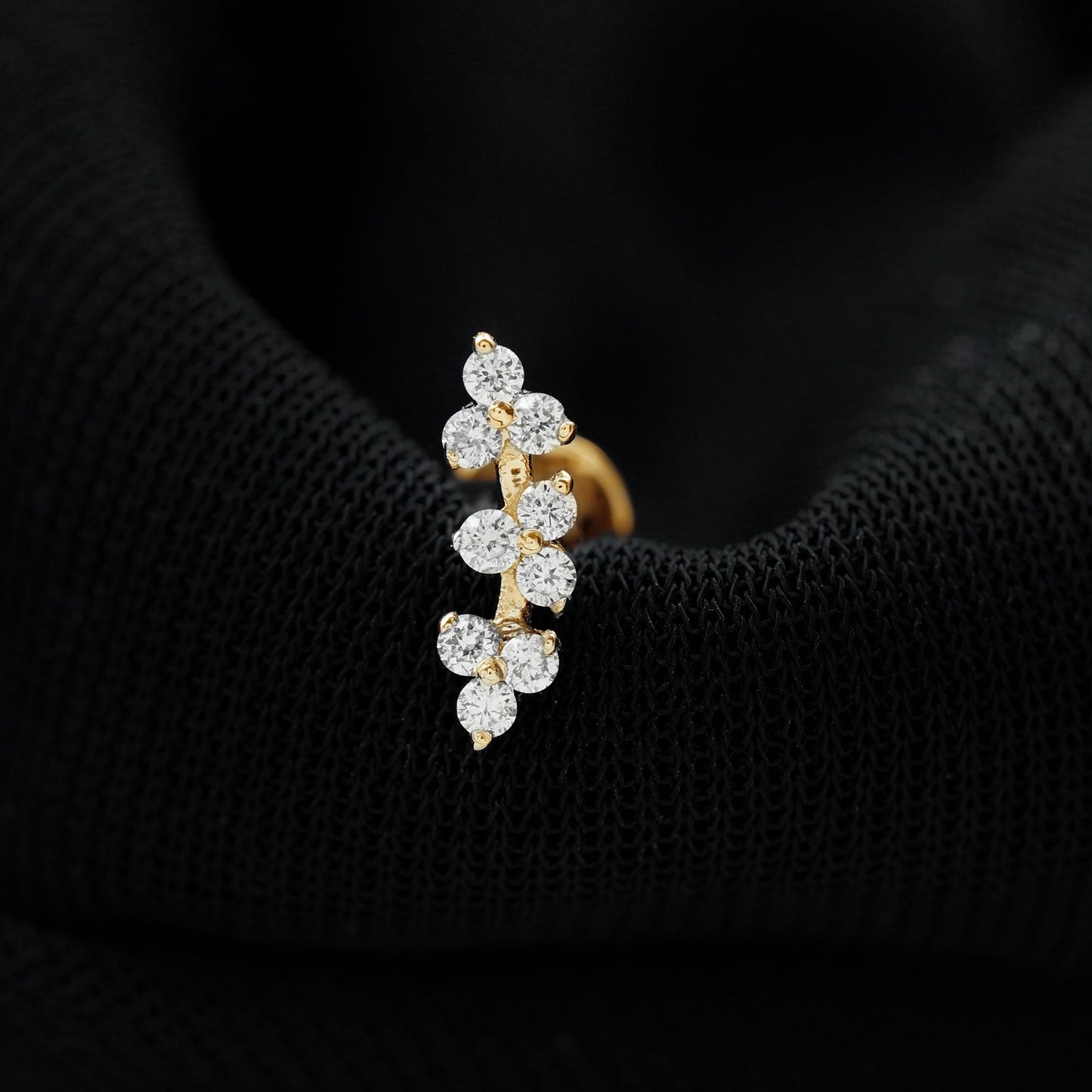 Unique Moissanite Cartilage Climber Earring