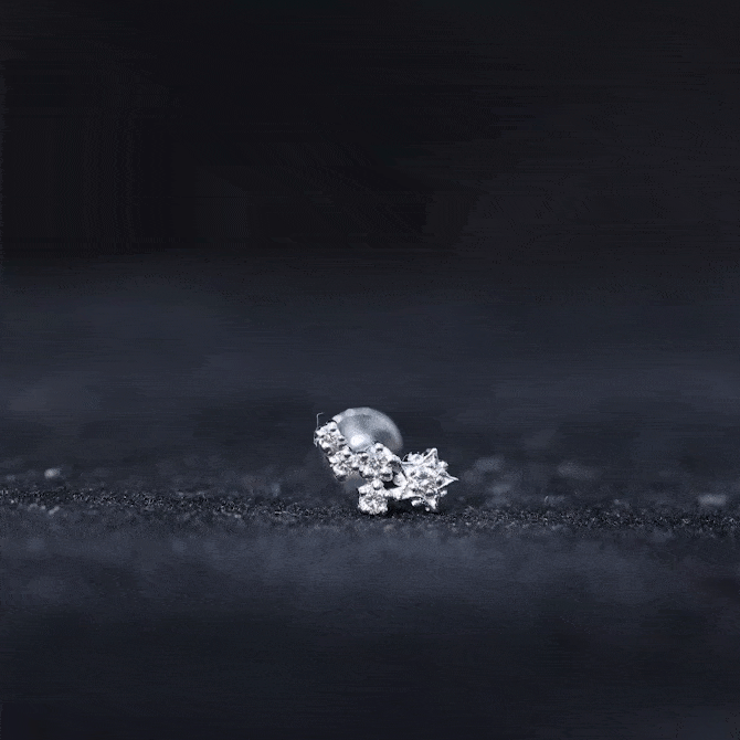 Natural Diamond Star Crawler Earring for Helix Piercing