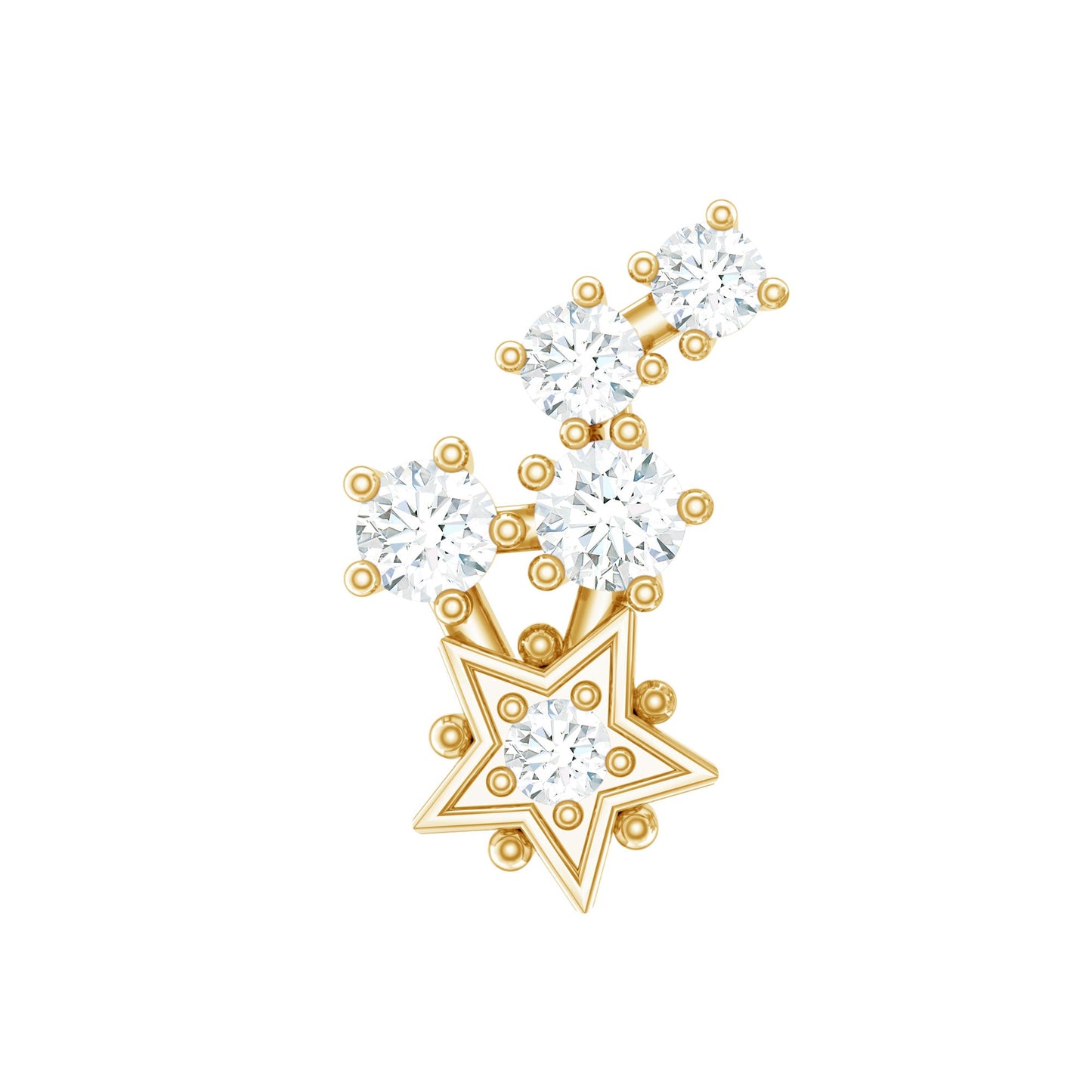 Natural Diamond Star Crawler Earring for Helix Piercing