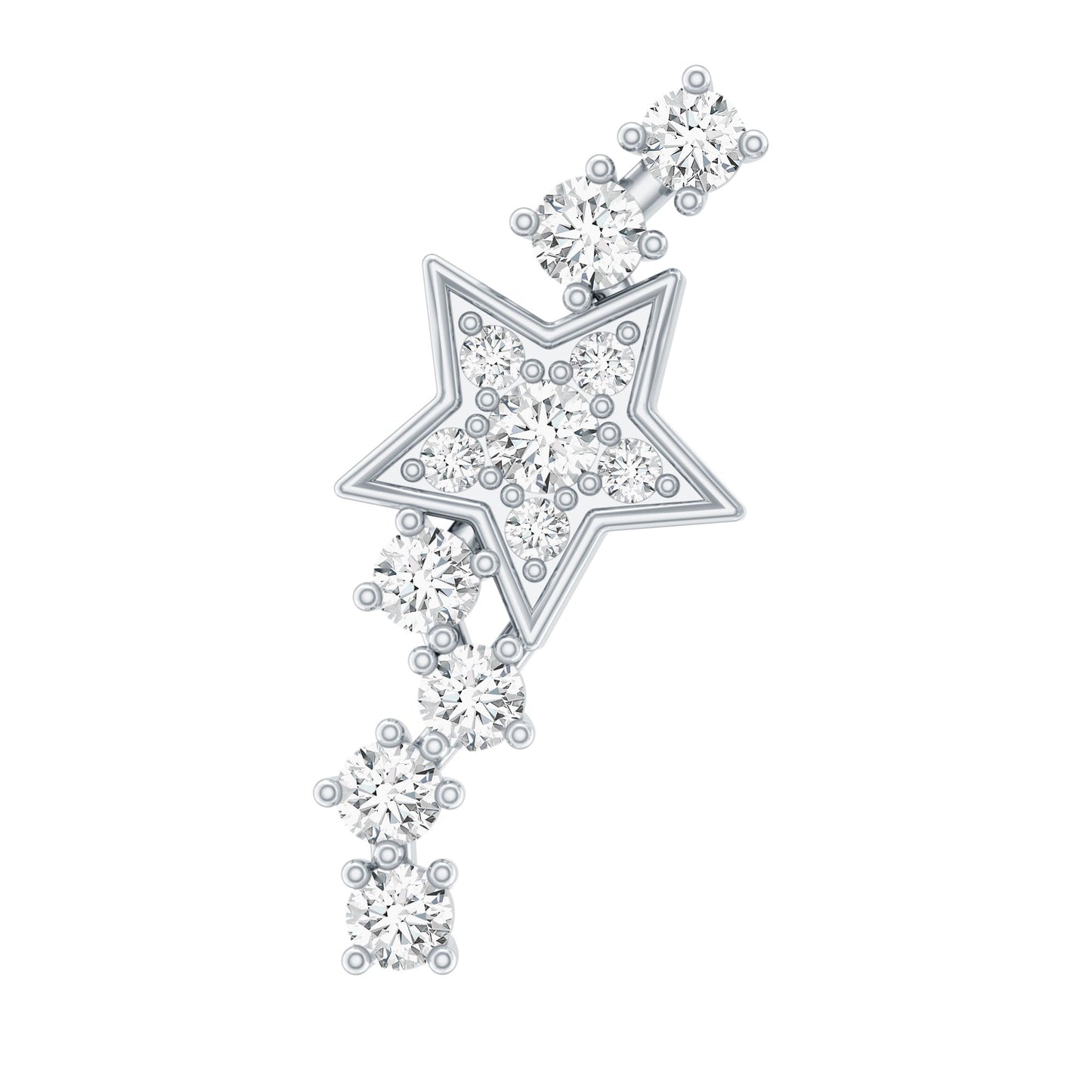Certified Diamond Star Crawler Earring for Helix Piercing