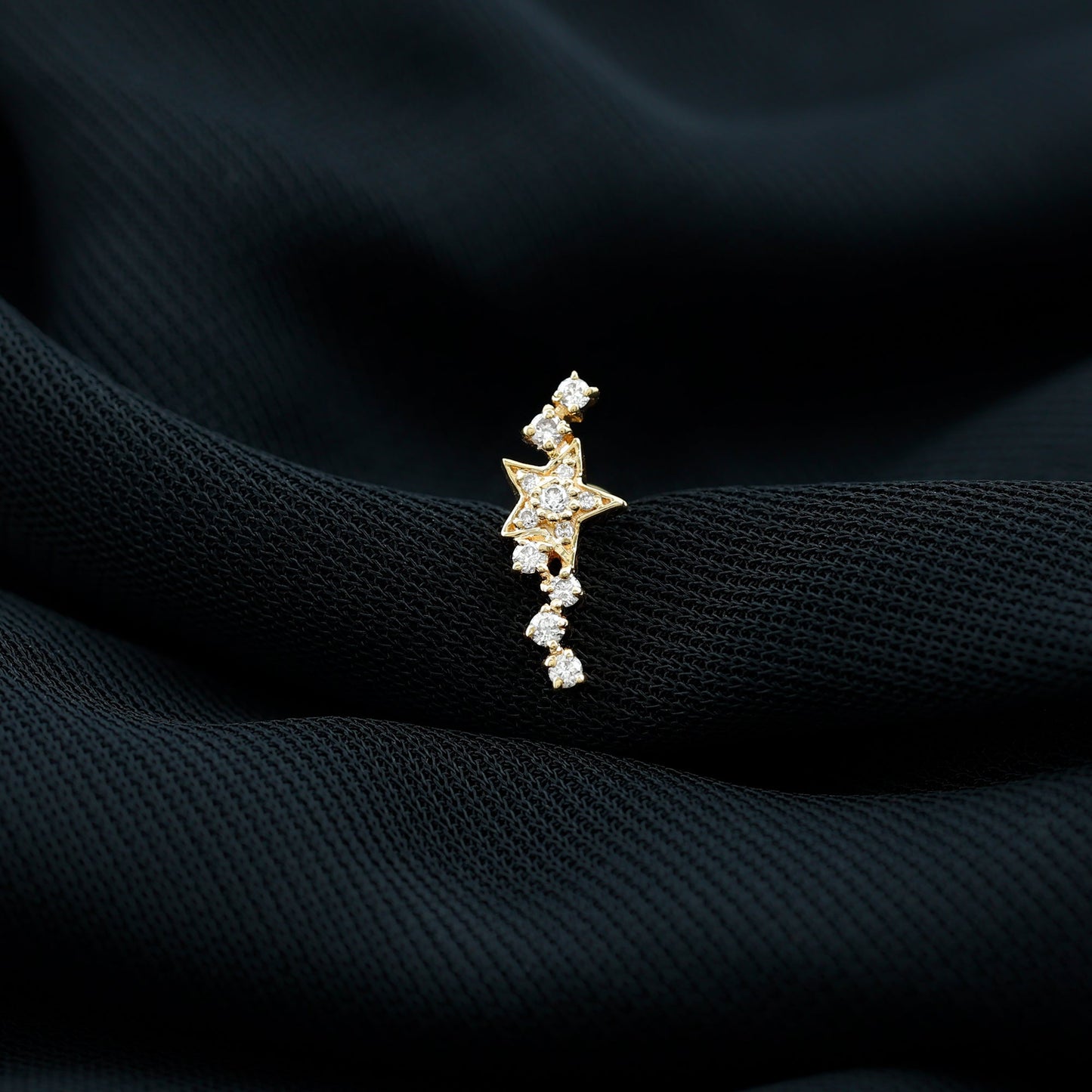 Certified Diamond Star Crawler Earring for Helix Piercing