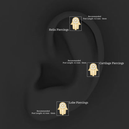 Diamond Hamsa Earring for Cartilage Piercing