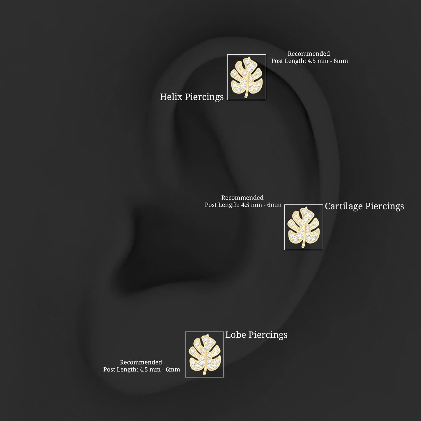 Diamond Leaf Earring for Cartilage Piercing