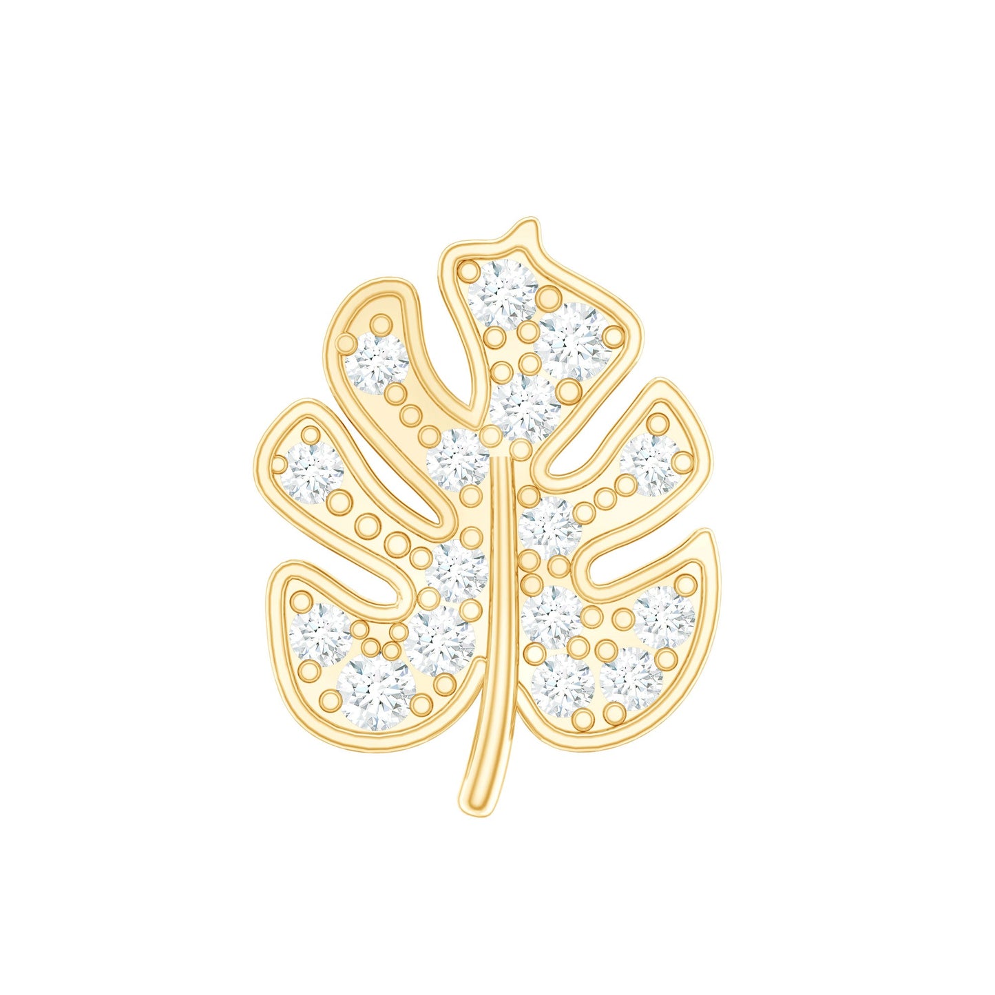 Diamond Leaf Earring for Cartilage Piercing