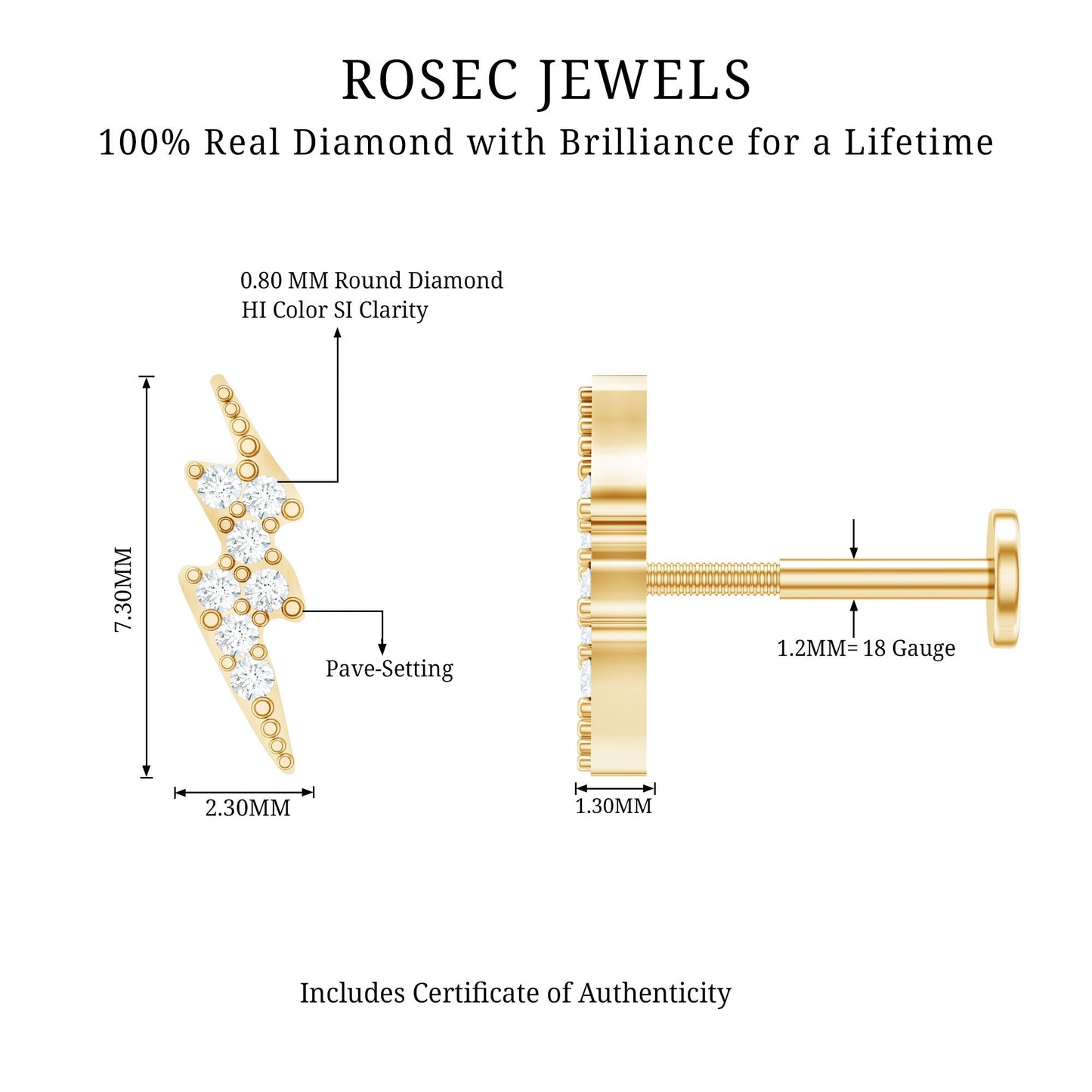 Diamond Lightning Bolt Tragus Earring