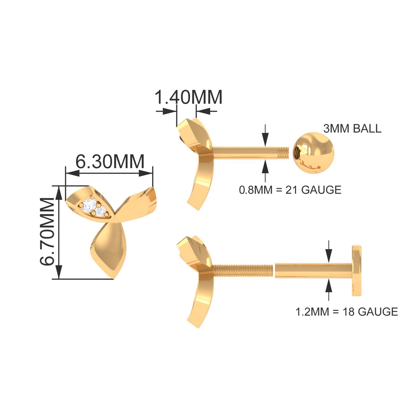 Unique Diamond Floral Earring for Tragus Piercing