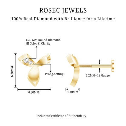 Unique Diamond Floral Earring for Tragus Piercing