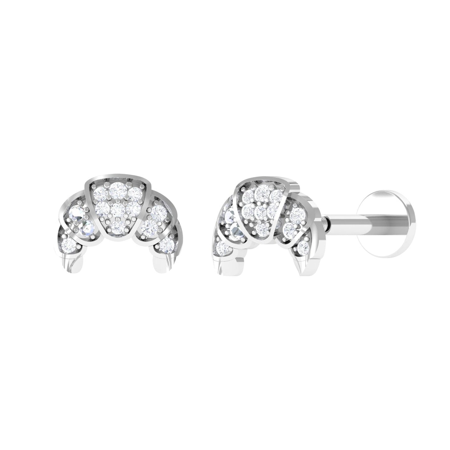 Diamond Croissant Earring for Conch Piercing