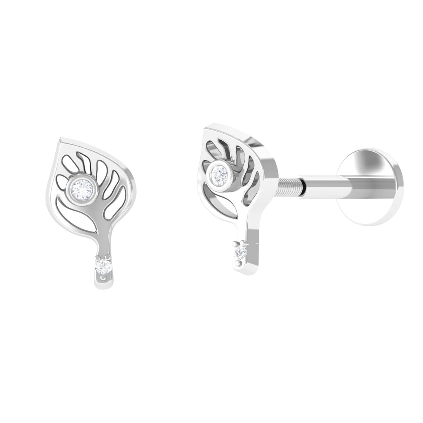 Diamond Leaf Helix Earring