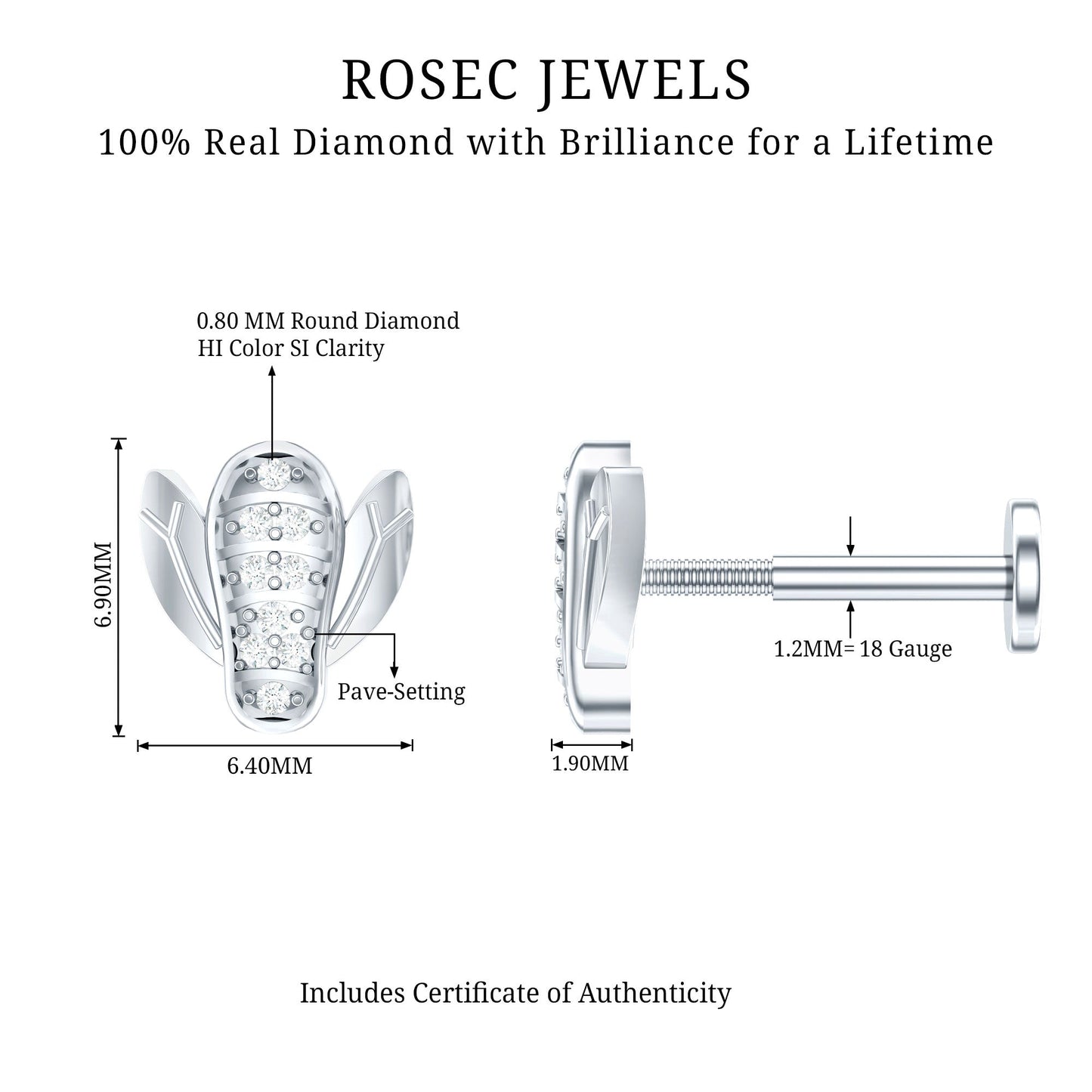 Diamond Bumblebee Earring for Helix Piercing