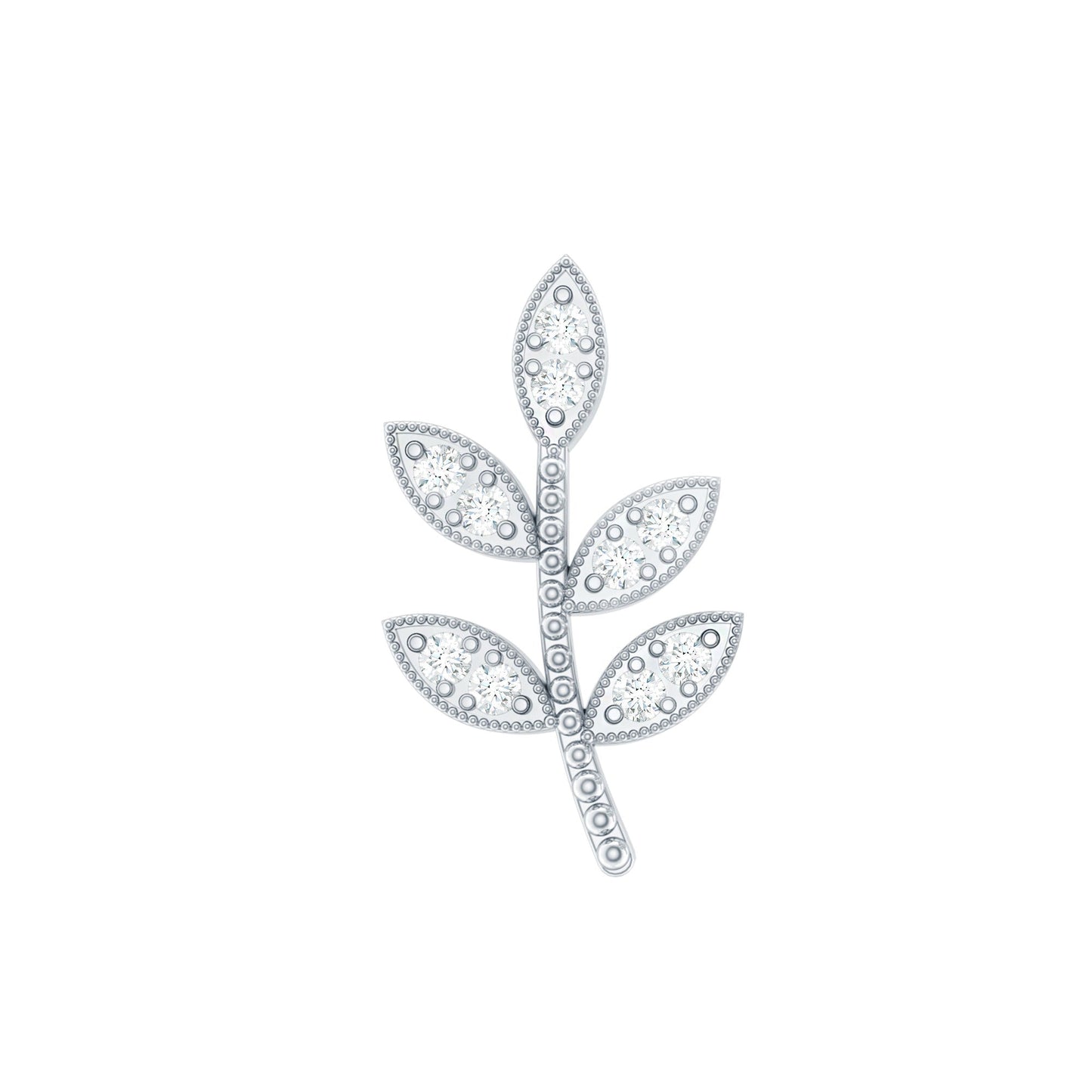Diamond Leaf Earring for Helix Piercing