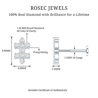 Diamond Puzzle Piece Earring for Helix Piercing