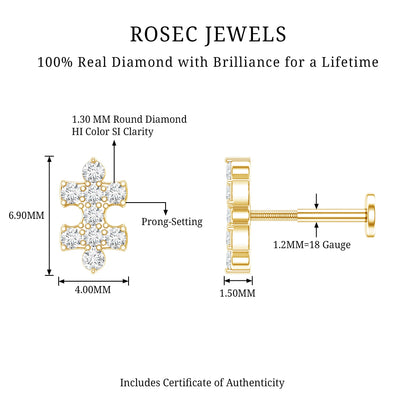 Diamond Puzzle Piece Earring for Helix Piercing