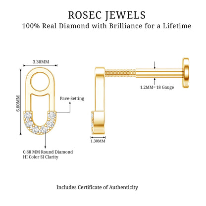 Diamond Pin Earring for Helix Piercing